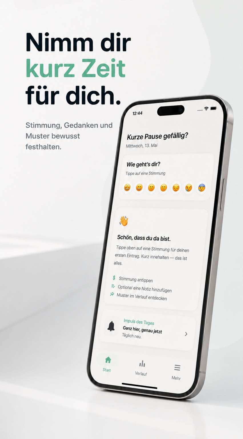 MiniCheck App Vorschau mit täglichem Check-in